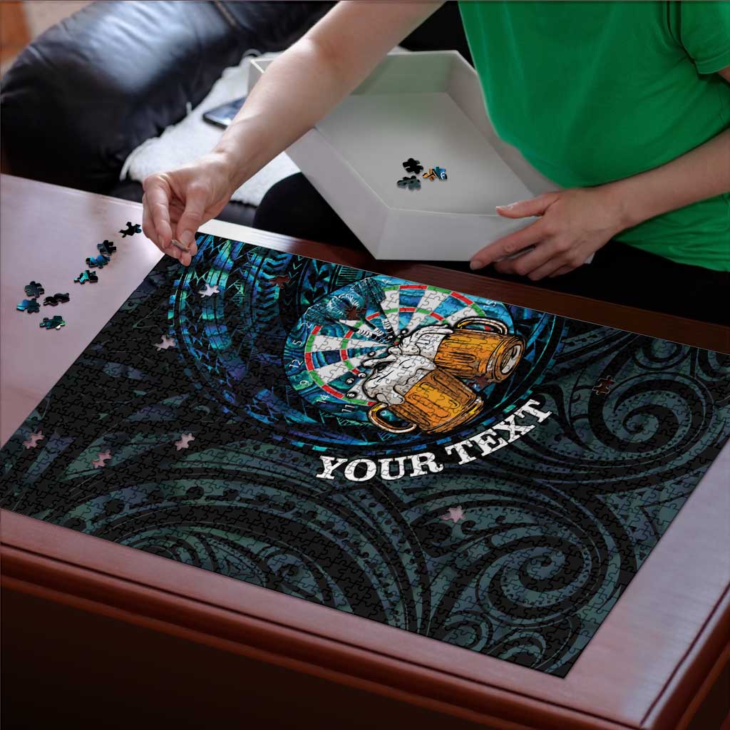 Personalized New Zealand Darts Beer Puzzle Paua Shell Aotearoa Maori Tattoo - Polynesian Pride