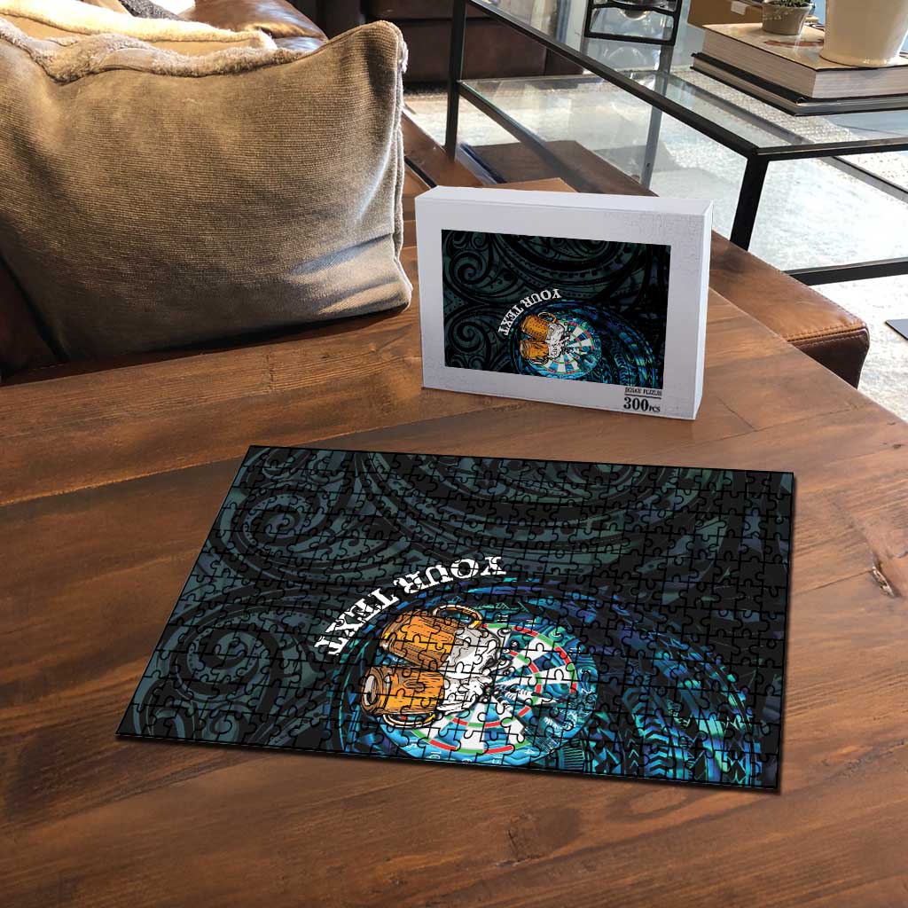 Personalized New Zealand Darts Beer Puzzle Paua Shell Aotearoa Maori Tattoo - Polynesian Pride