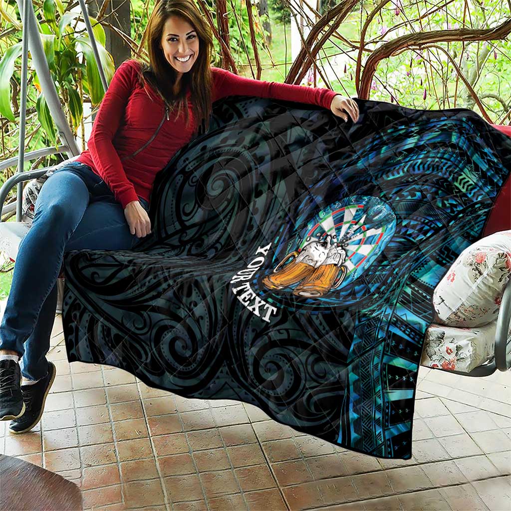 Personalized New Zealand Darts Beer Quilt Paua Shell Aotearoa Maori Tattoo - Polynesian Pride