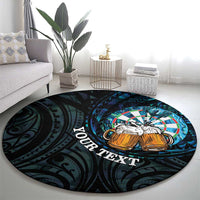 Personalized New Zealand Darts Beer Round Carpet Paua Shell Aotearoa Maori Tattoo - Polynesian Pride
