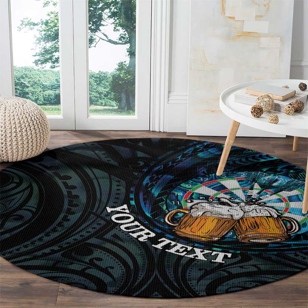 Personalized New Zealand Darts Beer Round Carpet Paua Shell Aotearoa Maori Tattoo - Polynesian Pride