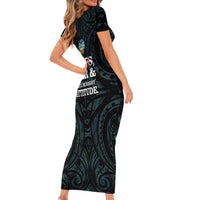 Personalized New Zealand Darts Beer Short Sleeve Bodycon Dress Paua Shell Aotearoa Maori Tattoo - Polynesian Pride
