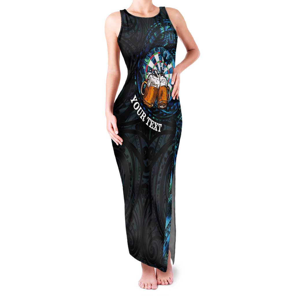 Personalized New Zealand Darts Beer Tank Maxi Dress Paua Shell Aotearoa Maori Tattoo - Polynesian Pride