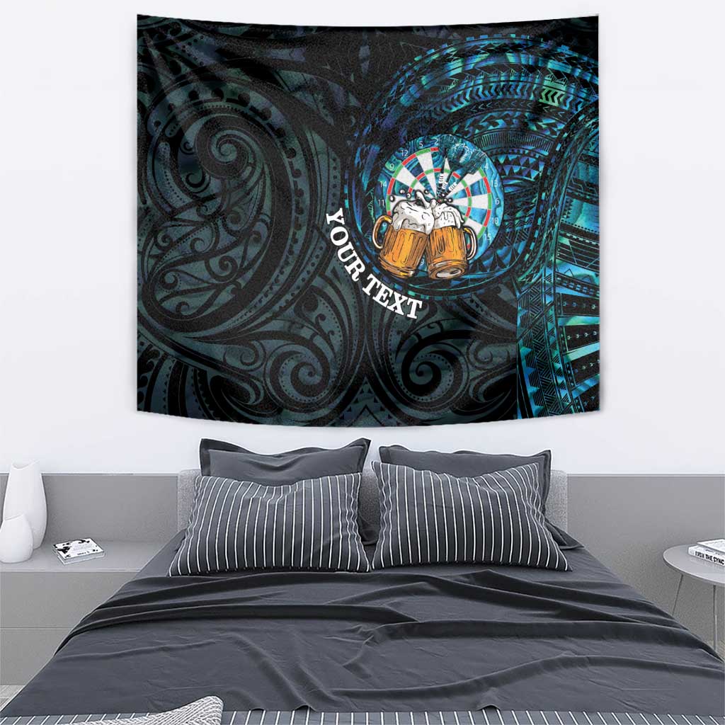 Personalized New Zealand Darts Beer Tapestry Paua Shell Aotearoa Maori Tattoo - Polynesian Pride