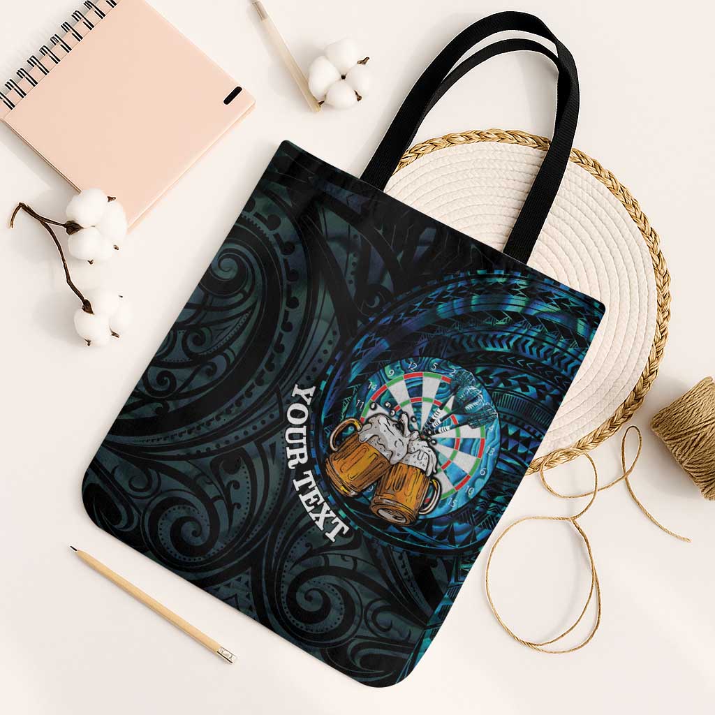 Personalized New Zealand Darts Beer Tote Bag Paua Shell Aotearoa Maori Tattoo - Polynesian Pride