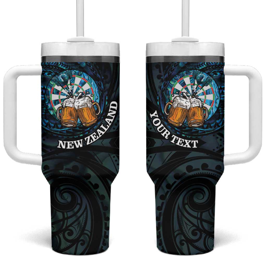 Personalized New Zealand Darts Beer Tumbler With Handle Paua Shell Aotearoa Maori Tattoo - Polynesian Pride