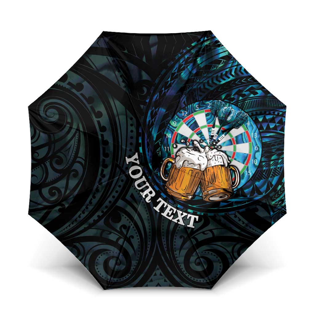 Personalized New Zealand Darts Beer Umbrella Paua Shell Aotearoa Maori Tattoo - Polynesian Pride