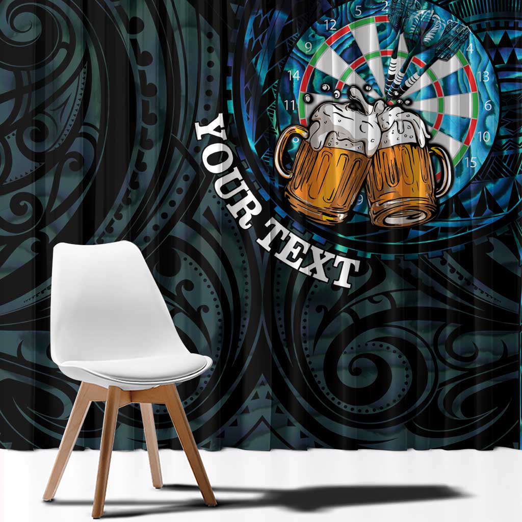 Personalized New Zealand Darts Beer Window Curtain Paua Shell Aotearoa Maori Tattoo - Polynesian Pride