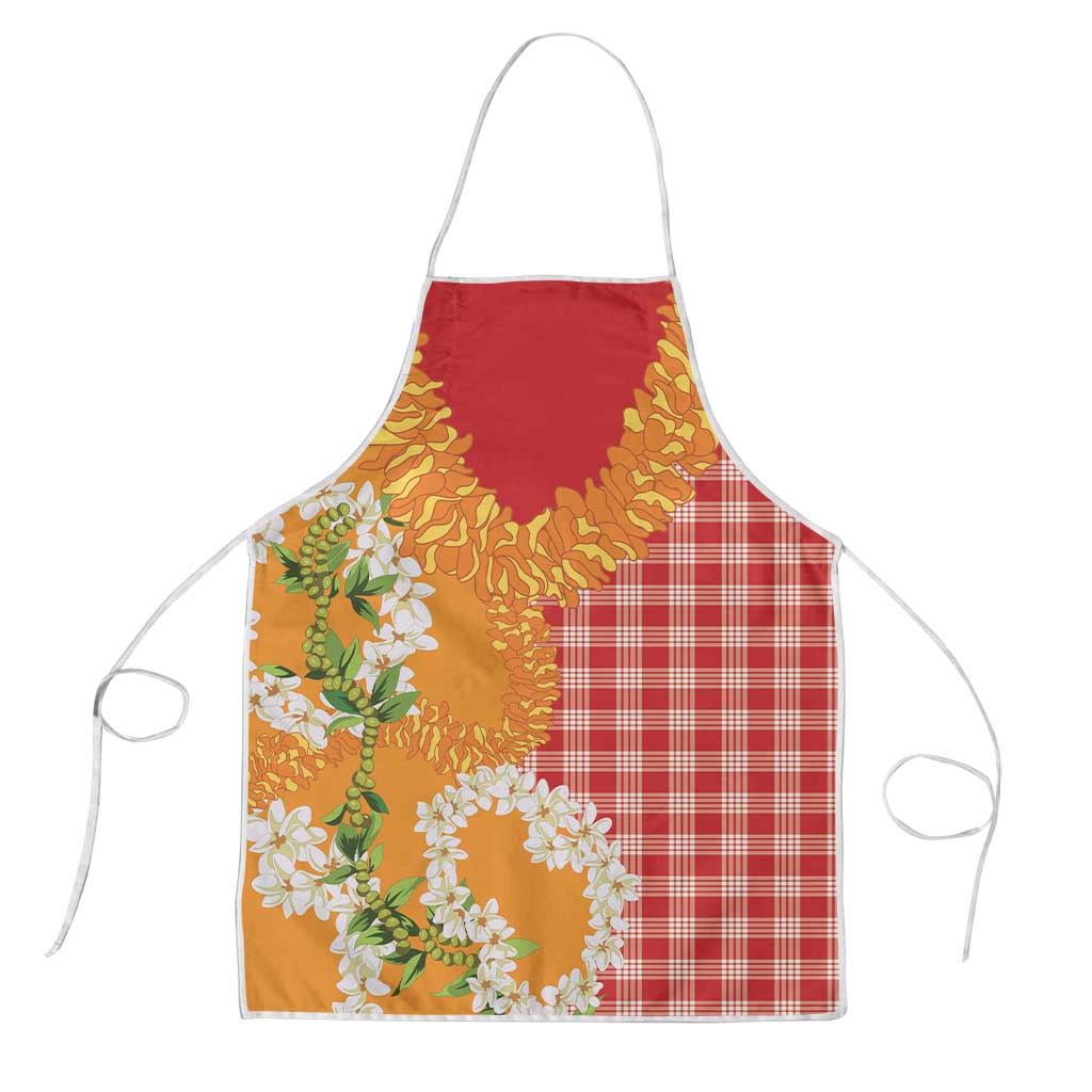 Prince Kuhio Aloha Hawaii Apron Plumeria Ilima Lei Palaka Motifs LT14 Red - Polynesian Pride