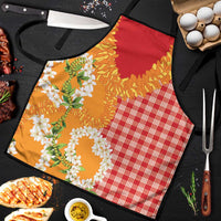 Prince Kuhio Aloha Hawaii Apron Plumeria Ilima Lei Palaka Motifs LT14 Red - Polynesian Pride