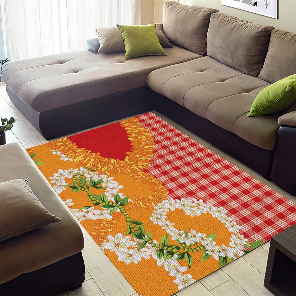 Prince Kuhio Aloha Hawaii Area Rug Plumeria Ilima Lei Palaka Motifs LT14 - Polynesian Pride