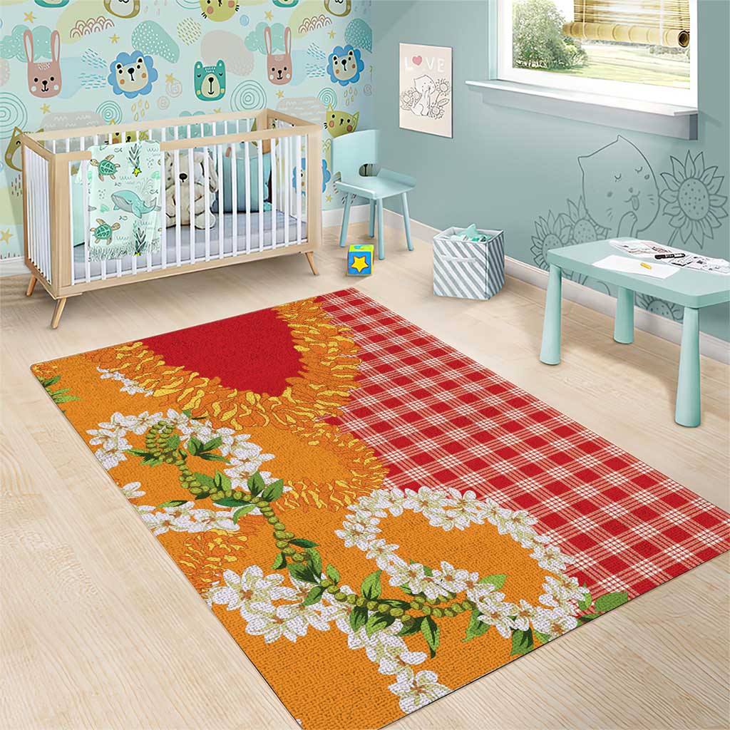 Prince Kuhio Aloha Hawaii Area Rug Plumeria Ilima Lei Palaka Motifs LT14 - Polynesian Pride