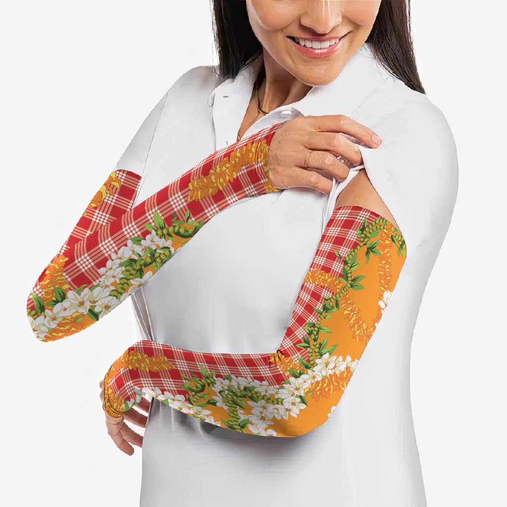 Prince Kuhio Aloha Hawaii Arm Sleeves Plumeria Ilima Lei Palaka Motifs LT14 - Polynesian Pride