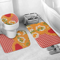 Prince Kuhio Aloha Hawaii Bathroom Set Plumeria Ilima Lei Palaka Motifs LT14 Mat Set Only (3 pcs) One Size Red - Polynesian Pride