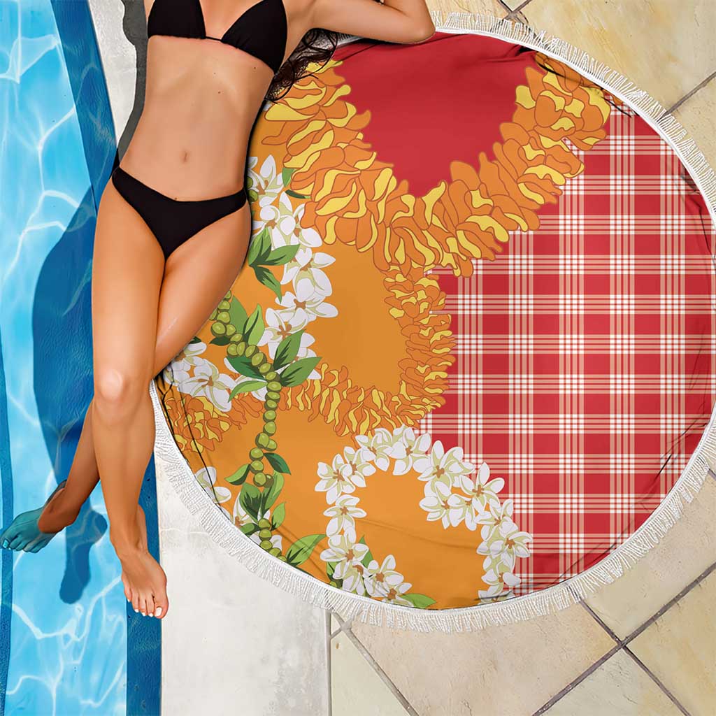 Prince Kuhio Aloha Hawaii Beach Blanket Plumeria Ilima Lei Palaka Motifs LT14 - Polynesian Pride
