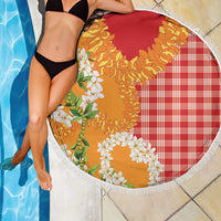 Prince Kuhio Aloha Hawaii Beach Blanket Plumeria Ilima Lei Palaka Motifs LT14 - Polynesian Pride