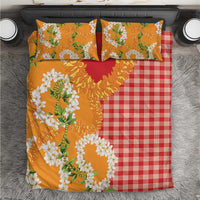 Prince Kuhio Aloha Hawaii Bedding Set Plumeria Ilima Lei Palaka Motifs LT14 Red - Polynesian Pride