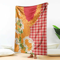 Prince Kuhio Aloha Hawaii Blanket Plumeria Ilima Lei Palaka Motifs