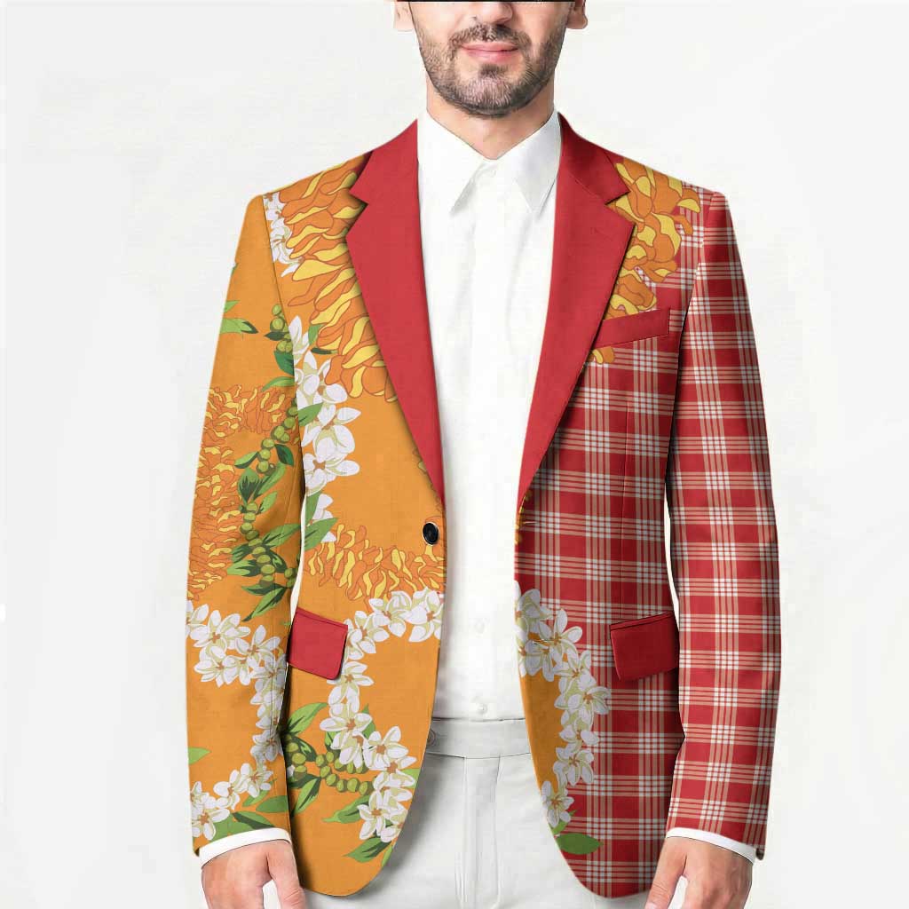 Prince Kuhio Aloha Hawaii Blazer Plumeria Ilima Lei Palaka Motifs LT14 - Polynesian Pride