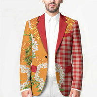 Prince Kuhio Aloha Hawaii Blazer Plumeria Ilima Lei Palaka Motifs LT14 - Polynesian Pride