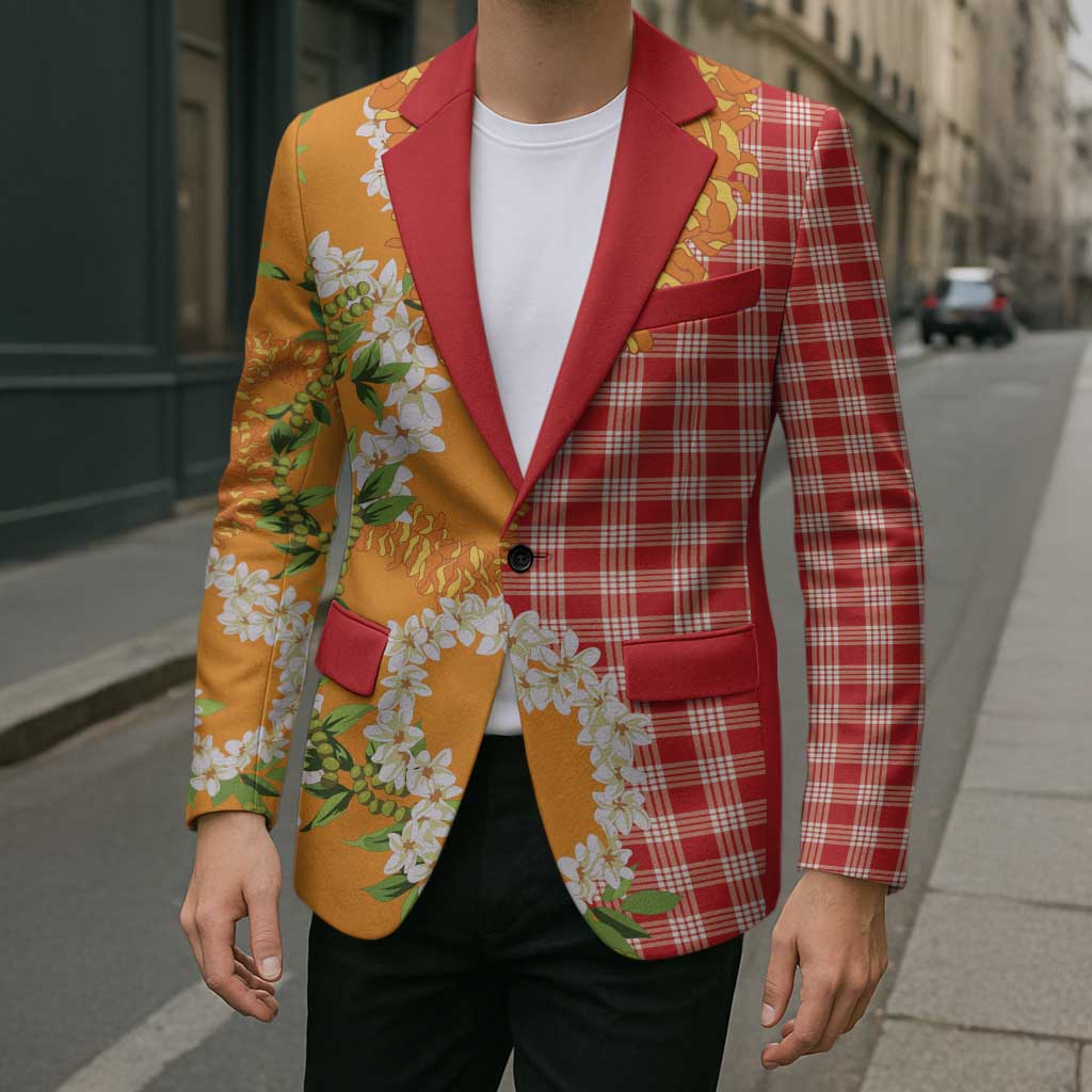 Prince Kuhio Aloha Hawaii Blazer Plumeria Ilima Lei Palaka Motifs LT14 - Polynesian Pride