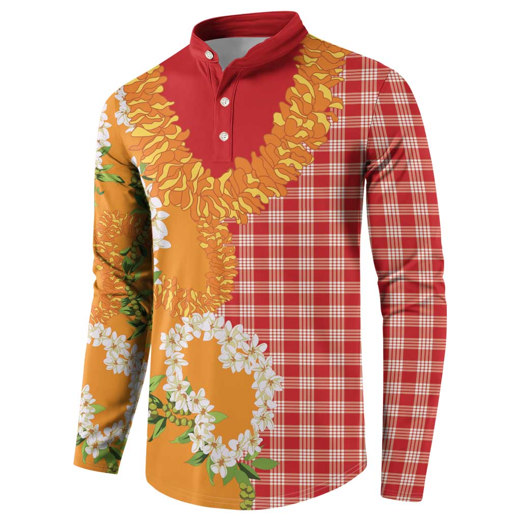 Prince Kuhio Aloha Hawaii Button Sweatshirt Plumeria Ilima Lei Palaka Motifs LT14 - Polynesian Pride