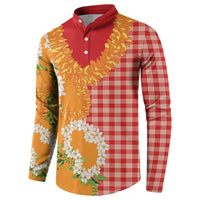 Prince Kuhio Aloha Hawaii Button Sweatshirt Plumeria Ilima Lei Palaka Motifs LT14 - Polynesian Pride