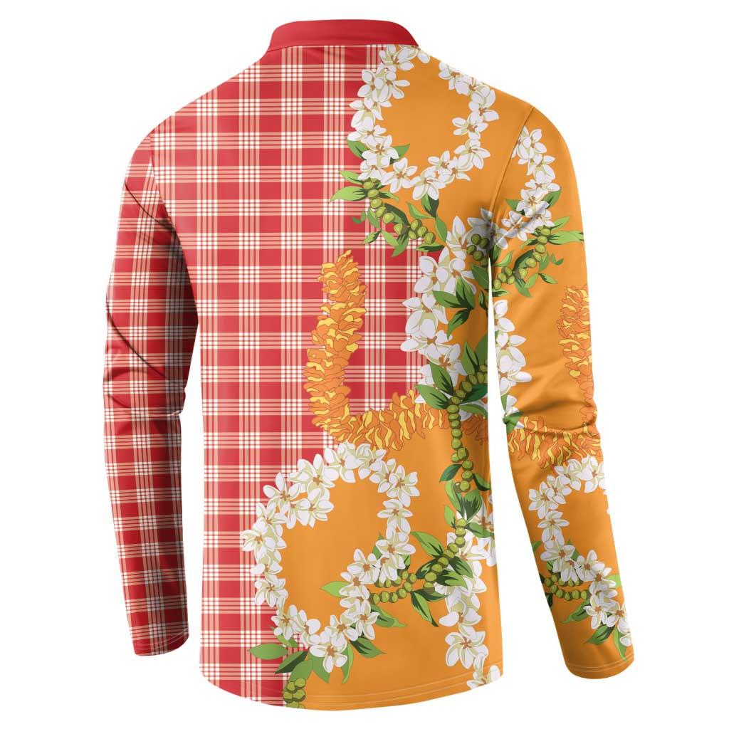 Prince Kuhio Aloha Hawaii Button Sweatshirt Plumeria Ilima Lei Palaka Motifs LT14 - Polynesian Pride