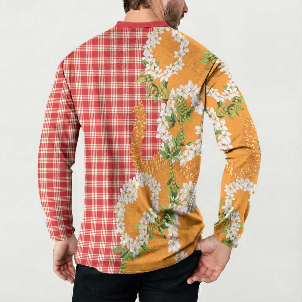 Prince Kuhio Aloha Hawaii Button Sweatshirt Plumeria Ilima Lei Palaka Motifs LT14 - Polynesian Pride