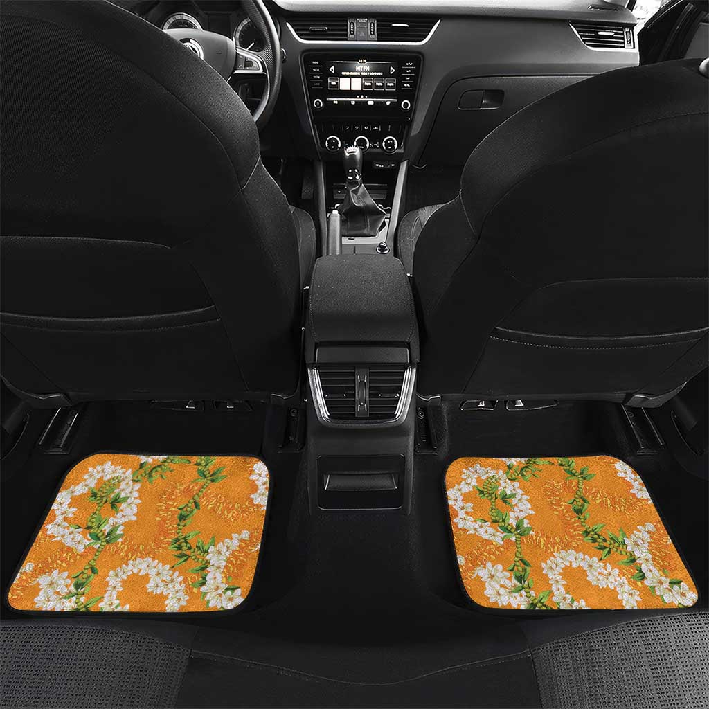Prince Kuhio Aloha Hawaii Car Mats Plumeria Ilima Lei Palaka Motifs LT14 Set 2pcs - Back Red - Polynesian Pride