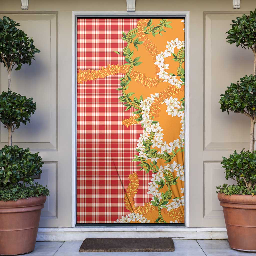 Prince Kuhio Aloha Hawaii Door Cover Plumeria Ilima Lei Palaka Motifs