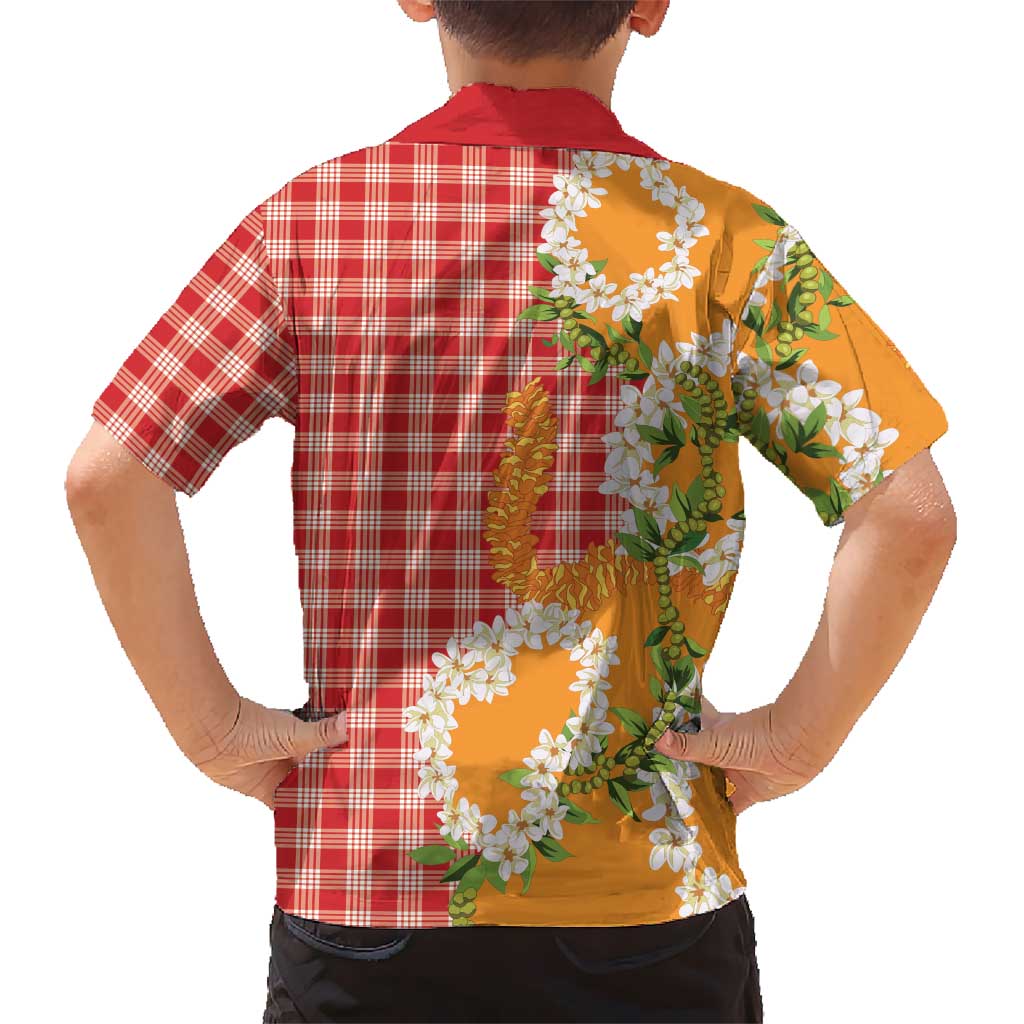 Prince Kuhio Aloha Hawaii Family Matching Puletasi and Hawaiian Shirt Plumeria Ilima Lei Palaka Motifs