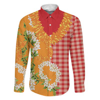 Prince Kuhio Aloha Hawaii Family Matching Short Sleeve Bodycon Dress and Hawaiian Shirt Plumeria Ilima Lei Palaka Motifs
