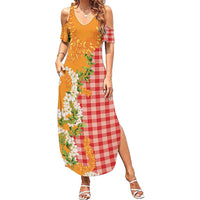 Prince Kuhio Aloha Hawaii Family Matching Summer Maxi Dress and Hawaiian Shirt Plumeria Ilima Lei Palaka Motifs