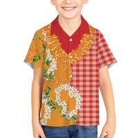 Prince Kuhio Aloha Hawaii Family Matching Summer Maxi Dress and Hawaiian Shirt Plumeria Ilima Lei Palaka Motifs