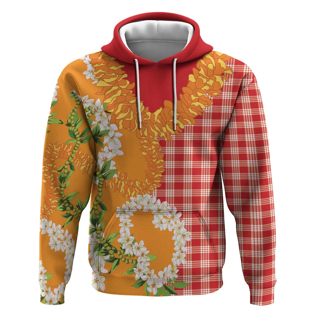 Prince Kuhio Aloha Hawaii Hoodie Plumeria Ilima Lei Palaka Motifs