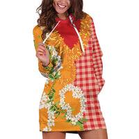 Prince Kuhio Aloha Hawaii Hoodie Dress Plumeria Ilima Lei Palaka Motifs