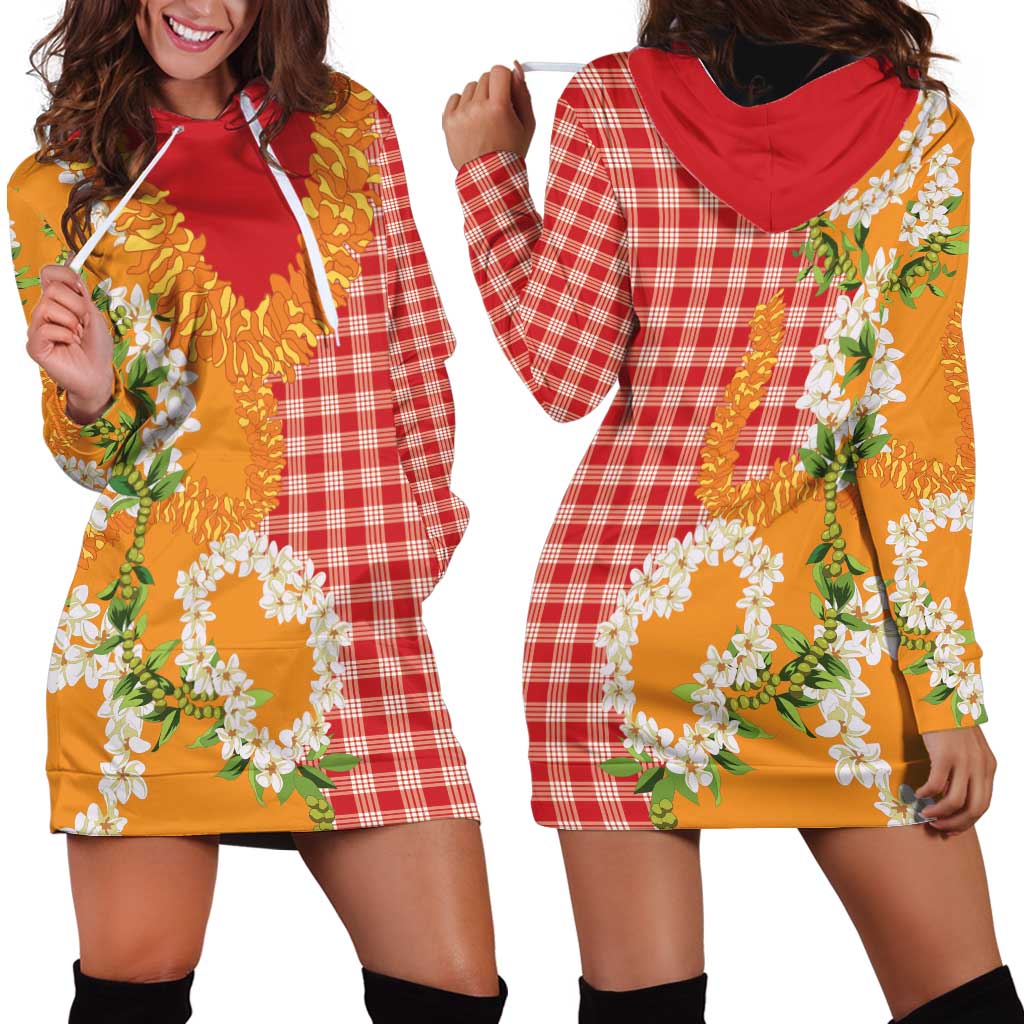 Prince Kuhio Aloha Hawaii Hoodie Dress Plumeria Ilima Lei Palaka Motifs