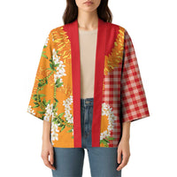 Prince Kuhio Aloha Hawaii Kimono Plumeria Ilima Lei Palaka Motifs LT14 - Polynesian Pride