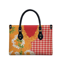 Prince Kuhio Aloha Hawaii Leather Bag Plumeria Ilima Lei Palaka Motifs LT14 - Polynesian Pride