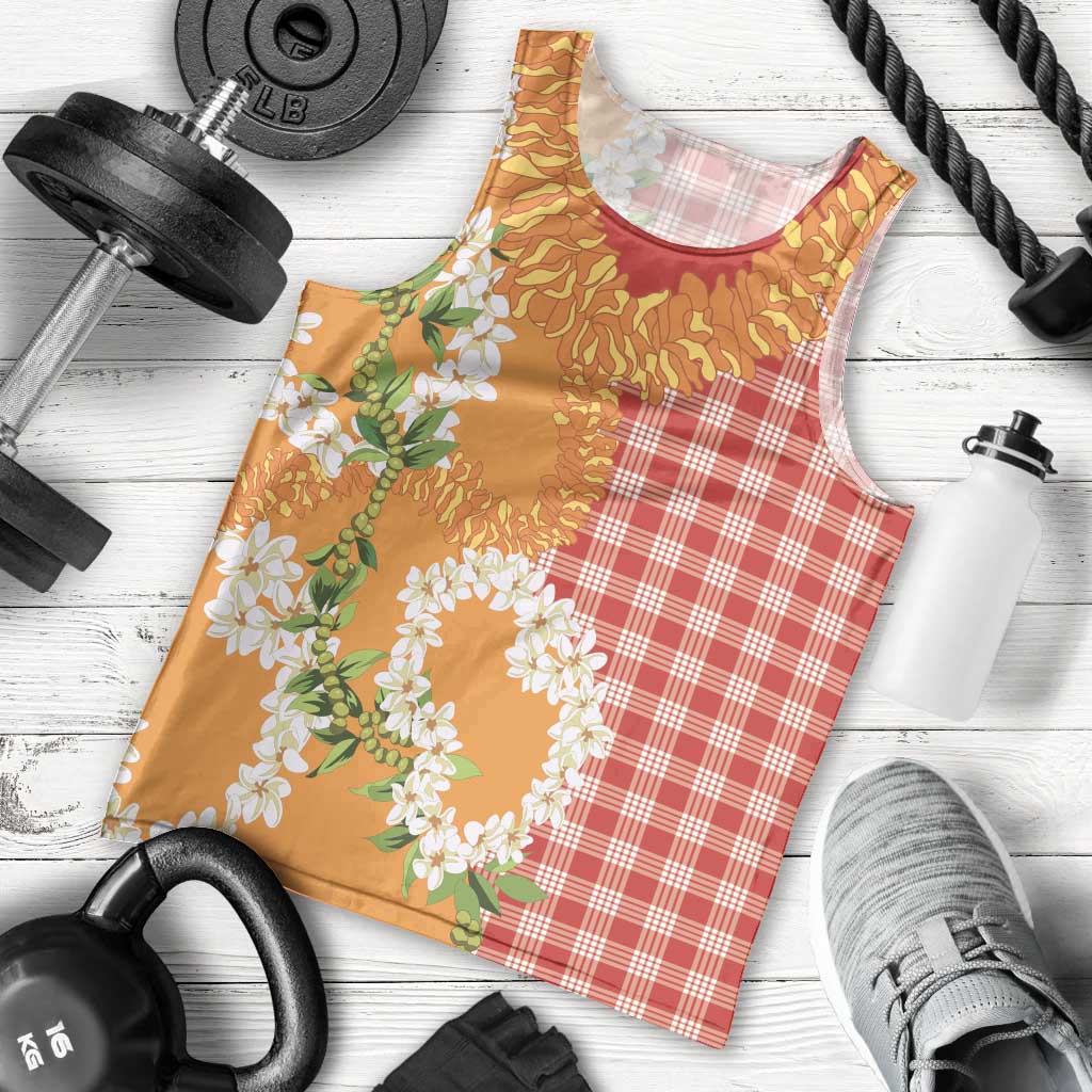Prince Kuhio Aloha Hawaii Men Tank Top Plumeria Ilima Lei Palaka Motifs LT14 - Polynesian Pride
