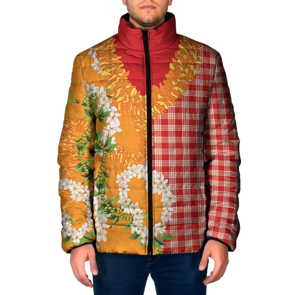 Prince Kuhio Aloha Hawaii Padded Jacket Plumeria Ilima Lei Palaka Motifs