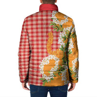 Prince Kuhio Aloha Hawaii Padded Jacket Plumeria Ilima Lei Palaka Motifs