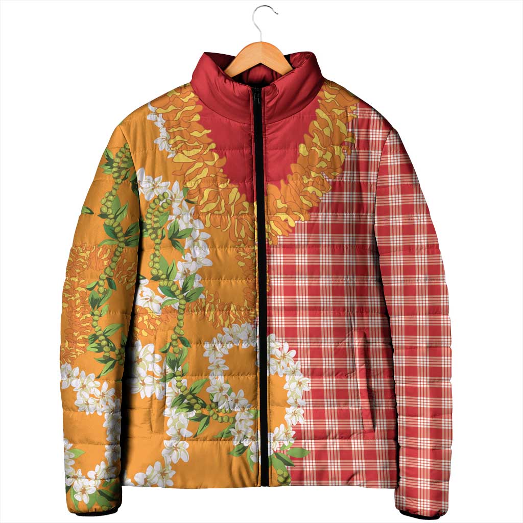 Prince Kuhio Aloha Hawaii Padded Jacket Plumeria Ilima Lei Palaka Motifs