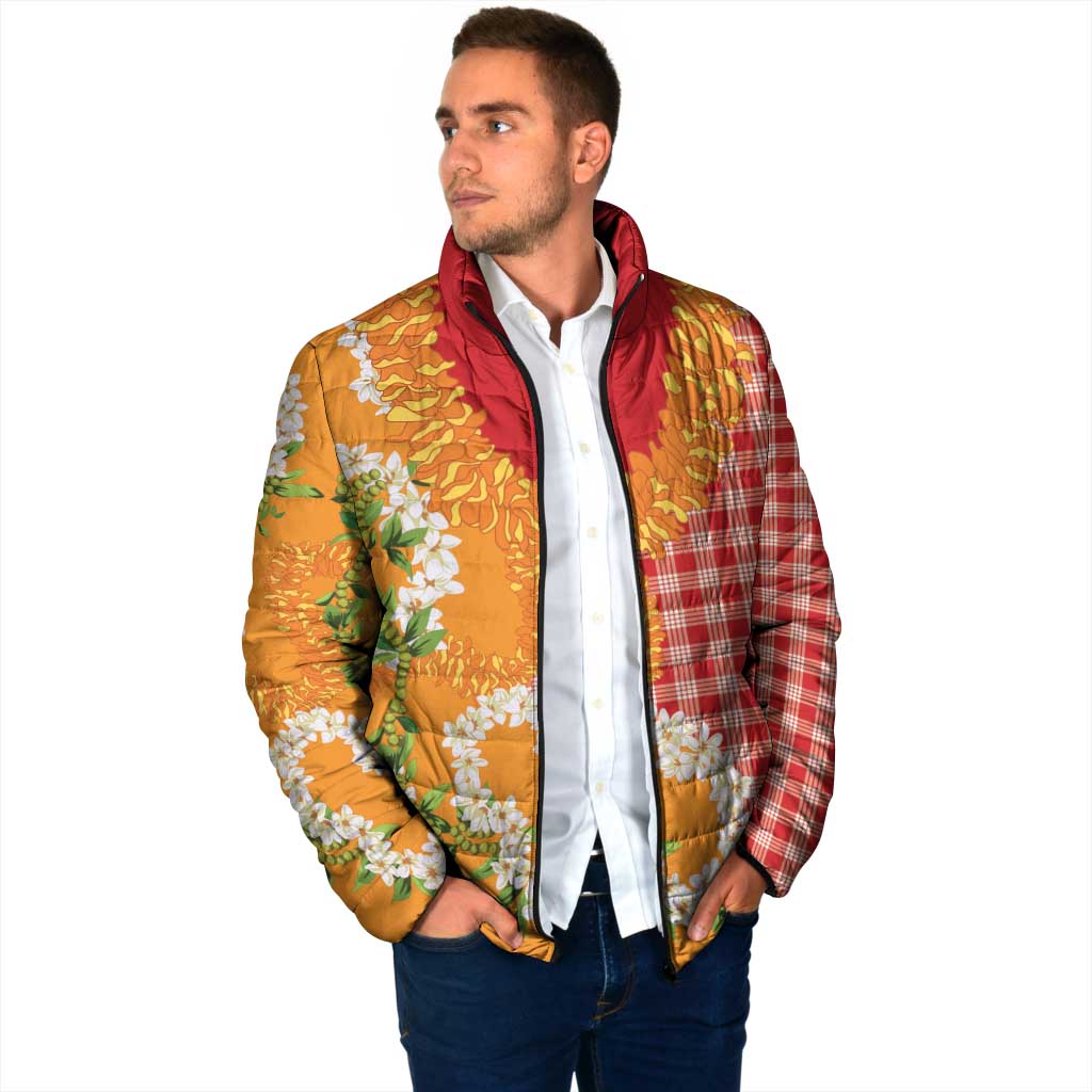 Prince Kuhio Aloha Hawaii Padded Jacket Plumeria Ilima Lei Palaka Motifs