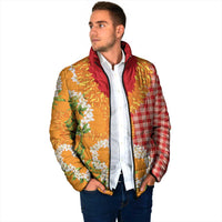 Prince Kuhio Aloha Hawaii Padded Jacket Plumeria Ilima Lei Palaka Motifs