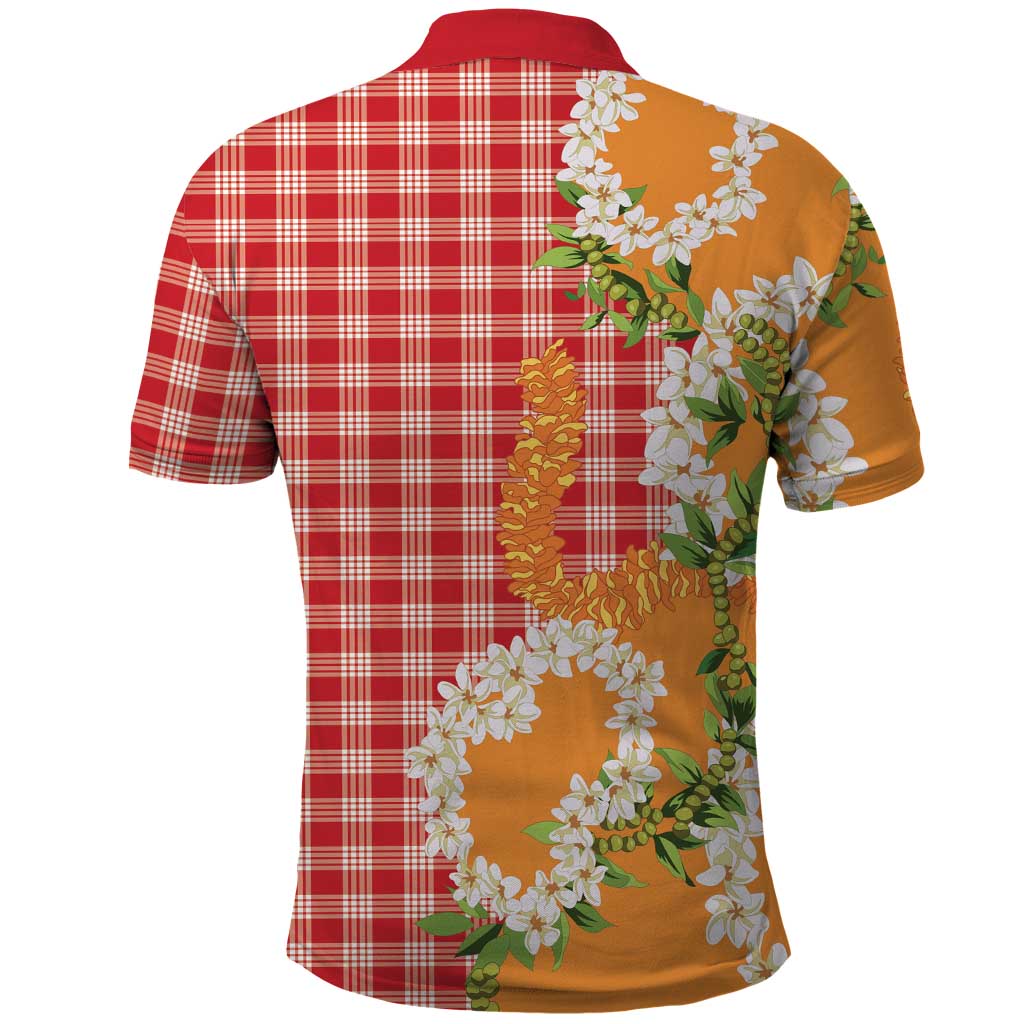 Prince Kuhio Aloha Hawaii Polo Shirt Plumeria Ilima Lei Palaka Motifs