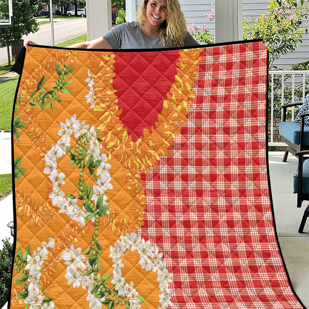 Prince Kuhio Aloha Hawaii Quilt Plumeria Ilima Lei Palaka Motifs LT14 Red - Polynesian Pride