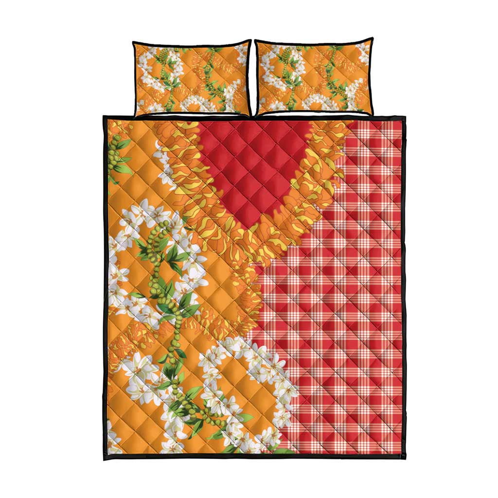 Prince Kuhio Aloha Hawaii Quilt Bed Set Plumeria Ilima Lei Palaka Motifs LT14 - Polynesian Pride