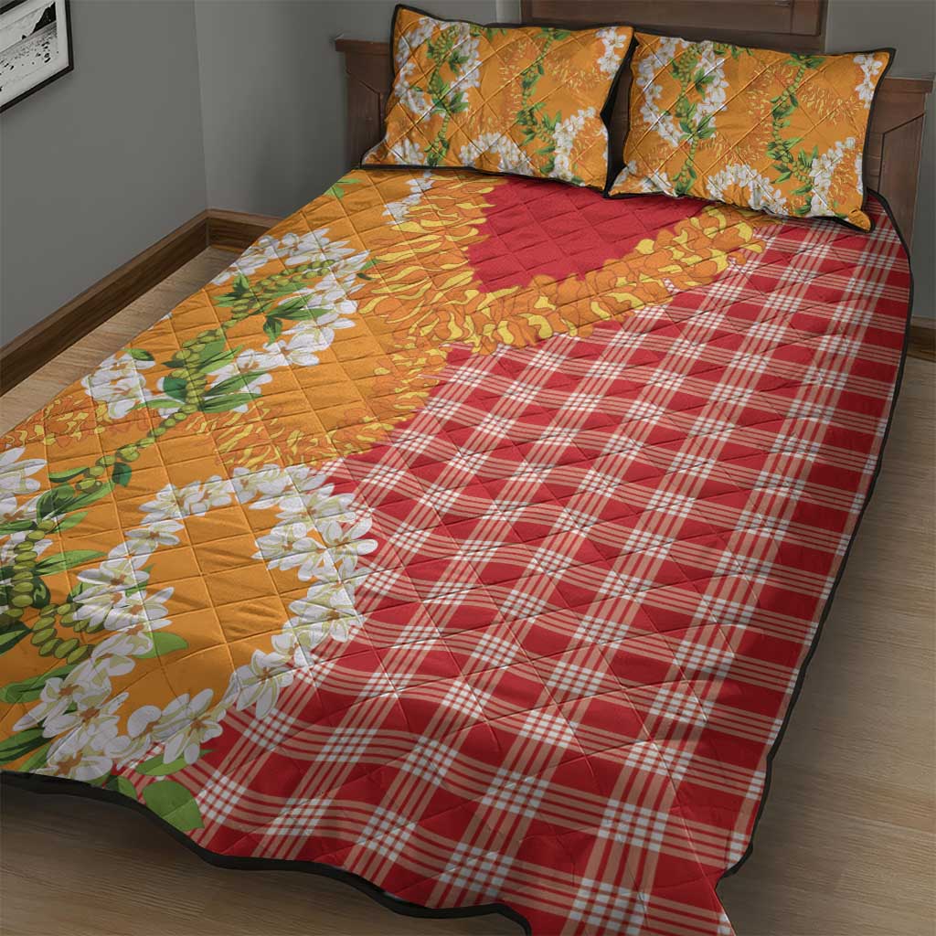 Prince Kuhio Aloha Hawaii Quilt Bed Set Plumeria Ilima Lei Palaka Motifs LT14 - Polynesian Pride